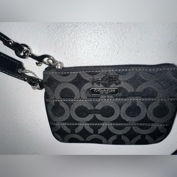 Coach Signature Black Monogram Wristlet Wallet - Picture 7 of 8